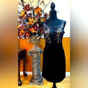 Max & Cleo Tuxedo Style Satin with Lace Dress, Size 6